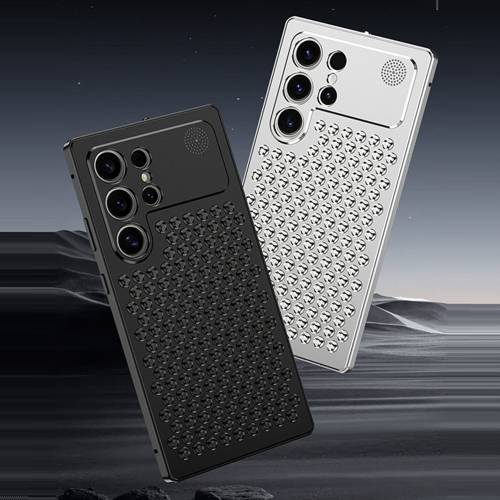 Samsung Galaxy S25 Ultra Full Metal Heat Dissipation Aluminum Cooling Case with Fragrance Aroma - Silver Mobile Case by CoverMeUp - Style 7