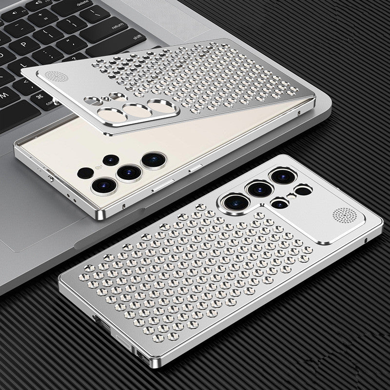 Samsung Galaxy S25 Ultra Full Metal Heat Dissipation Aluminum Cooling Case with Fragrance Aroma - Silver Mobile Case by CoverMeUp - Style 2