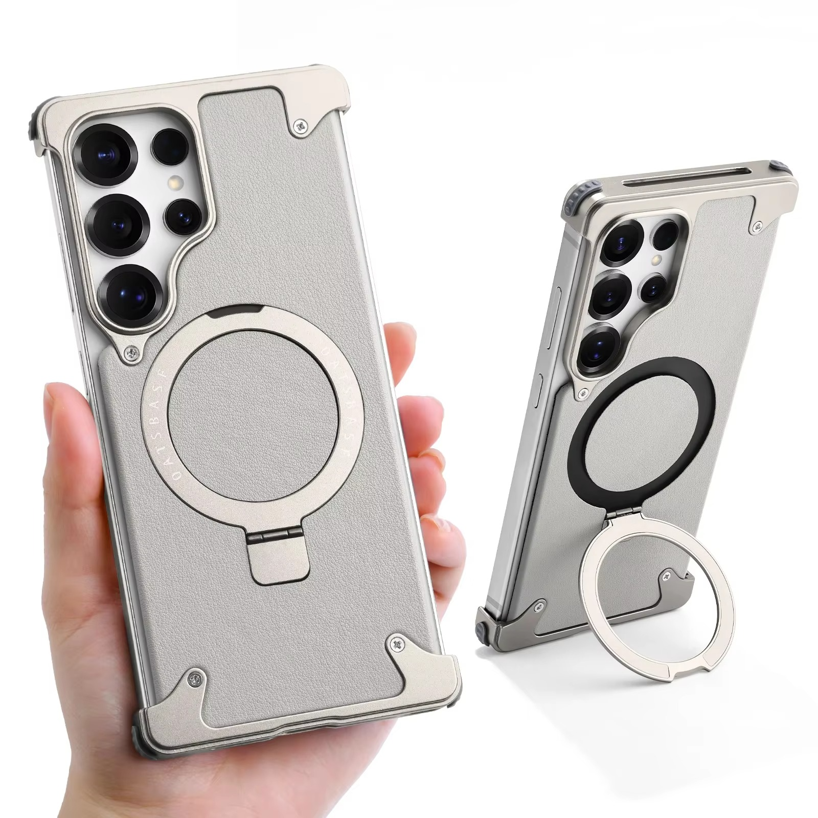 Samsung Galaxy S26 Ultra Oatsbasf Magnetic Frameless Leather Shockproof Case with Stand- Gray Mobile Case by CoverMeUp