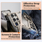 Samsung Galaxy S25 Ultra Frameless Metal Shockproof Bumper Case with Magsafe & 360° Rotatable Ring Kickstand - Titanium Mobile Case by CoverMeUp - Style 4
