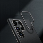 Samsung Galaxy S25 Ultra Vegan Leather Protection Case with Metal Camera Bumper - Gray Mobile Case by CoverMeUp - Style 5