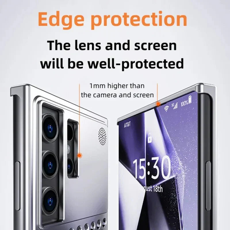 Samsung Galaxy S24 Ultra Heat Dissipation Aluminum Cooling Case with Aroma - Titanium Mobile Case by CoverMeUp - Style 7