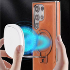 Samsung Galaxy S26 Ultra Luxury Leather Magnetic Shockproof Case with Magsafe & Ring Stand - Orange Mobile Case by CoverMeUp - Style 5