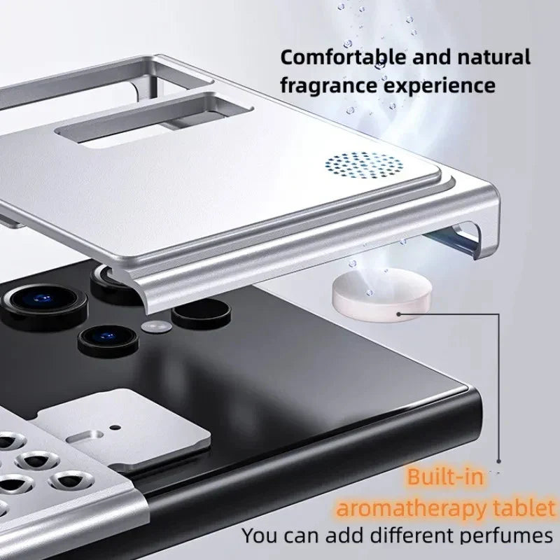 Samsung Galaxy S24 Ultra Heat Dissipation Aluminum Cooling Case with Aroma - Titanium Mobile Case by CoverMeUp - Style 4