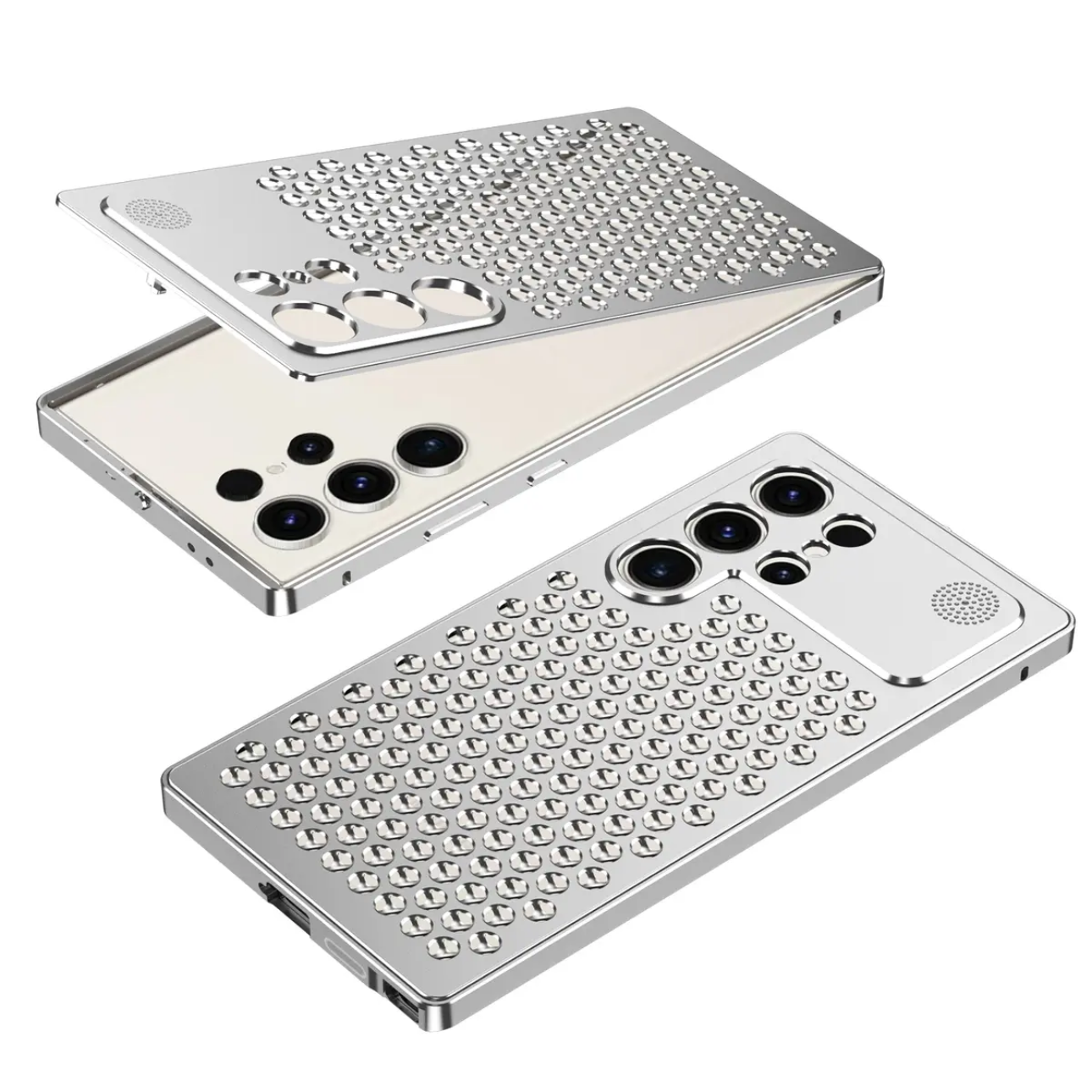 Samsung Galaxy S25 Ultra Full Metal Heat Dissipation Aluminum Cooling Case with Fragrance Aroma - Silver Mobile Case by CoverMeUp - Style 10