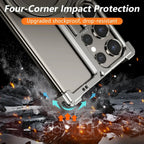 Samsung Galaxy 24 Ultra Metal Bumper Case with 360° Rotatable Magnetic Kickstand Ring - Titanium Mobile Case by CoverMeUp - Style 5