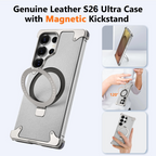 Samsung Galaxy S26 Ultra Oatsbasf Magnetic Frameless Leather Shockproof Case with Stand- Black Mobile Case by CoverMeUp - Style 3
