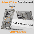 Samsung Galaxy S26 Ultra Z Shape Metal Case with Magsafe & 360° Rotatable Stand - Black Mobile Case by CoverMeUp - Style 2