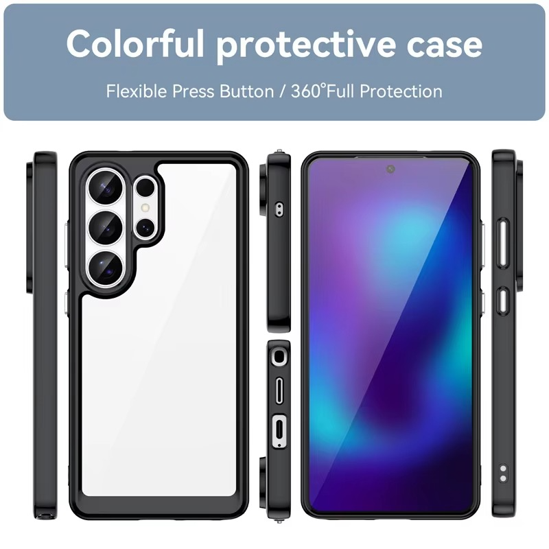 Samsung Galaxy S26 Ultra Anti Fallan Shockproof Case with Clear Back & Side Black - Transparent Mobile Case by CoverMeUp - Style 5