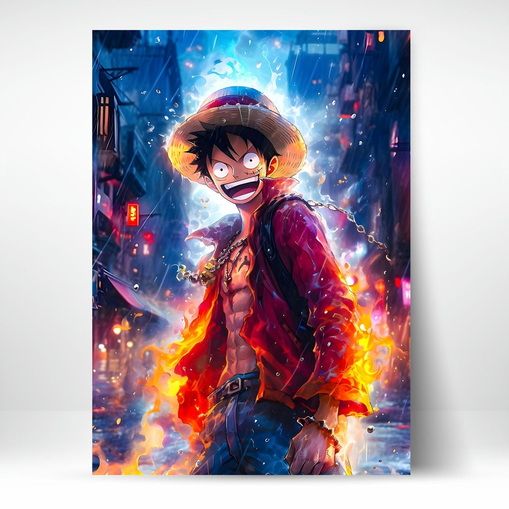 Metal Poster - Anime Monkey D Luffy Fire Water Mobile Case by CoverMeUp