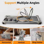 Samsung Galaxy S26 Ultra Z Shape Metal Case with Magsafe & 360° Rotatable Stand - Black Mobile Case by CoverMeUp - Style 3