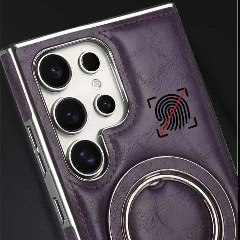 Samsung Galaxy S26 Ultra Luxury Leather Magnetic Shockproof Case with Magsafe & Ring Stand - Brown Mobile Case by CoverMeUp - Style 2