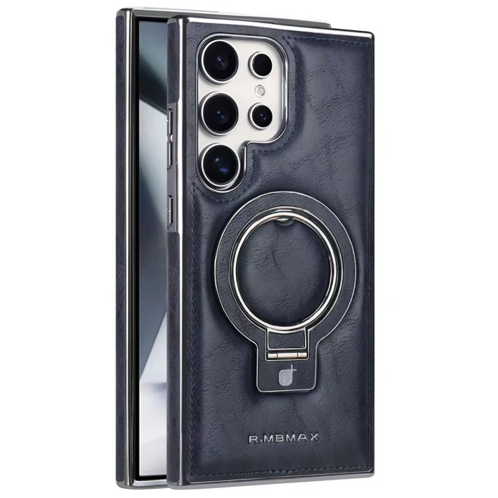 Samsung Galaxy S26 Ultra Luxury Leather Magnetic Shockproof Case with Magsafe & Ring Stand - Blue Mobile Case by CoverMeUp