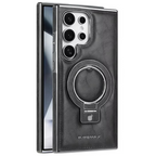 Samsung Galaxy S26 Ultra Luxury Leather Magnetic Shockproof Case with Magsafe & Ring Stand - Black Mobile Case by CoverMeUp