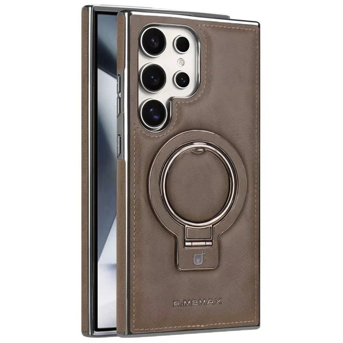 Samsung Galaxy S26 Ultra Luxury Leather Magnetic Shockproof Case with Magsafe & Ring Stand - Brown Mobile Case by CoverMeUp