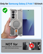 Samsung Galaxy Z Fold 7 Framless T Shape Metal Bumper with Magsafe & 360° Rotation Ring - Silver