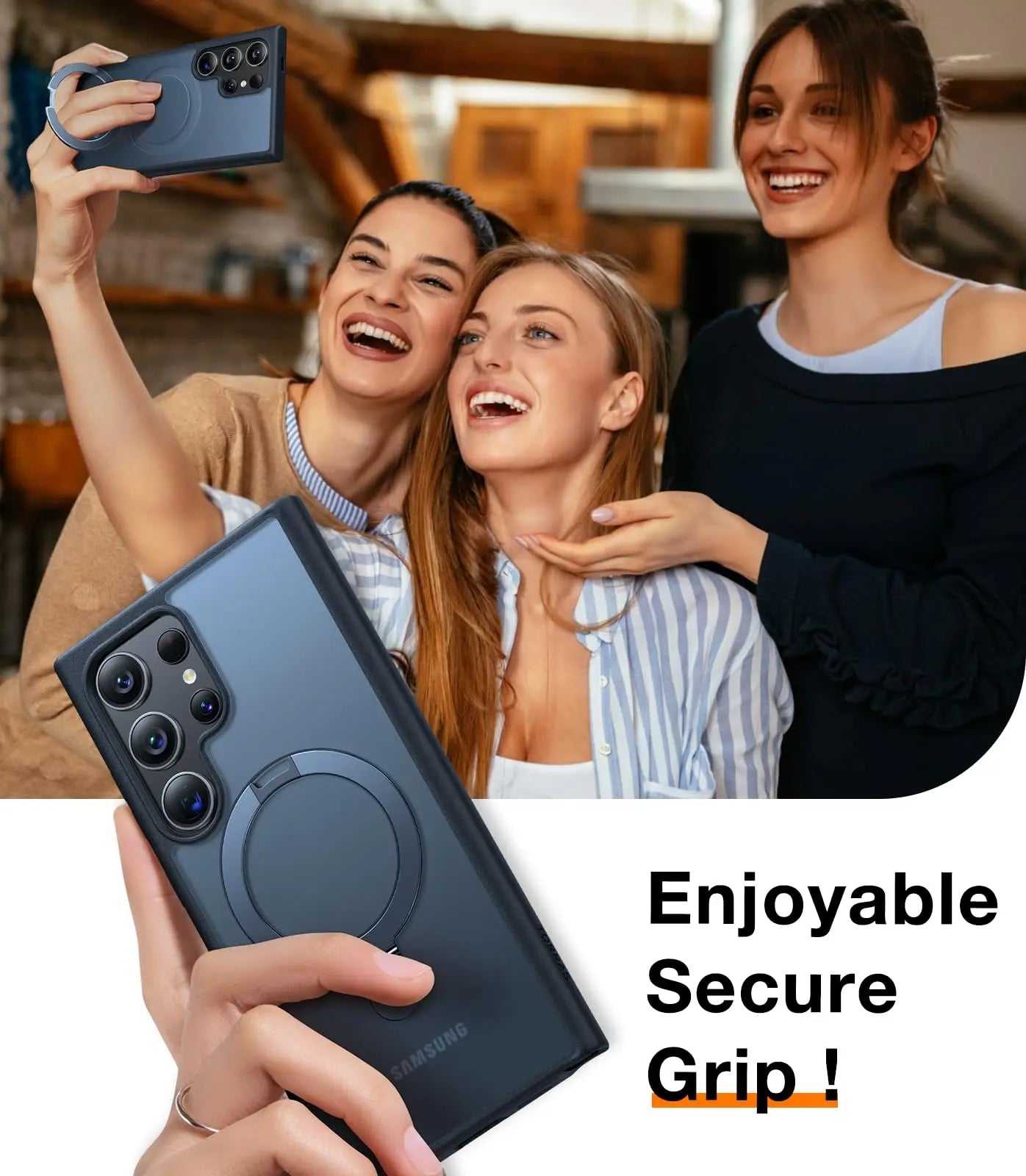 Samsung Galaxy S24 Ultra Matte Shockproof Magsafe Case with Stand - Black