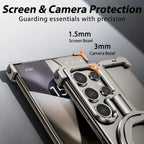 Samsung Galaxy 24 Ultra Metal Bumper Case with 360° Rotatable Magnetic Kickstand Ring - Titanium Mobile Case by CoverMeUp - Style 6
