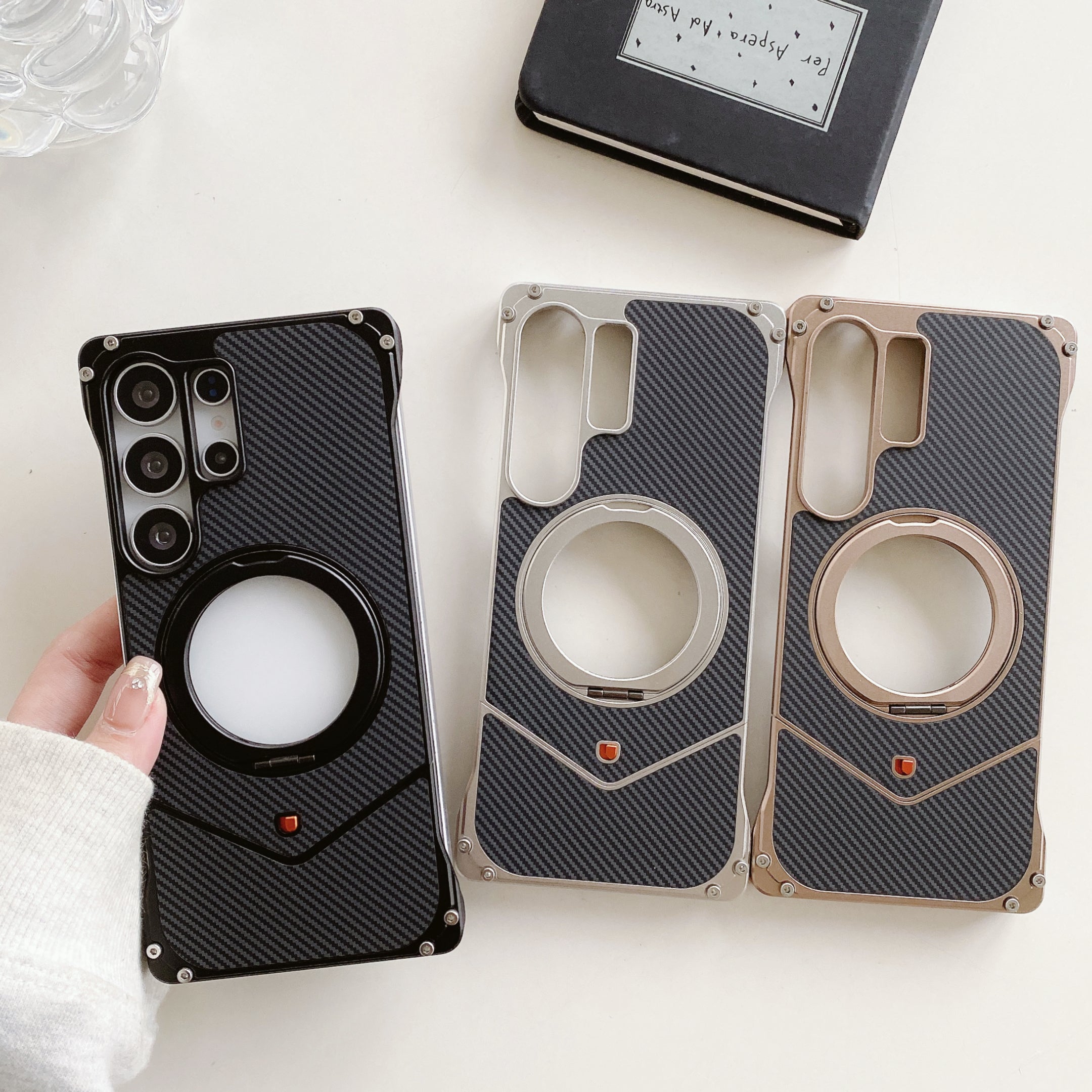 Samsung Galaxy S25 Ultra Carbon Metal Bumper Case with Magsafe & Stand - Desert Mobile Case by CoverMeUp - Style 9