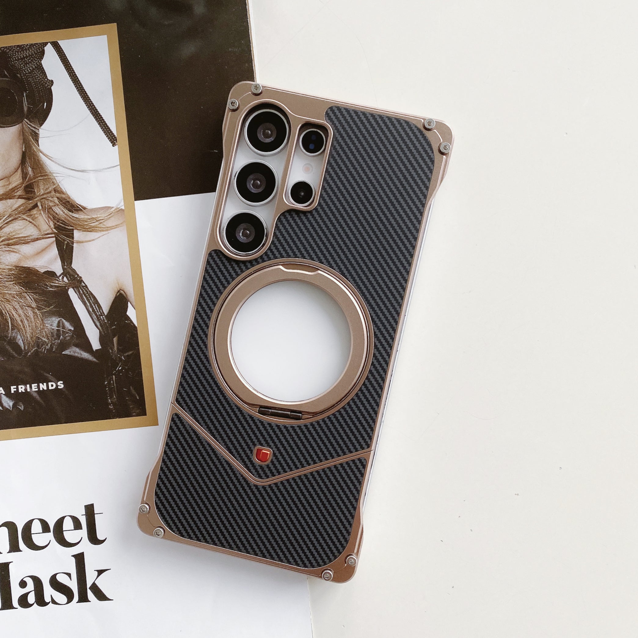 Samsung Galaxy S25 Ultra Carbon Metal Bumper Case with Magsafe & Stand - Desert Mobile Case by CoverMeUp