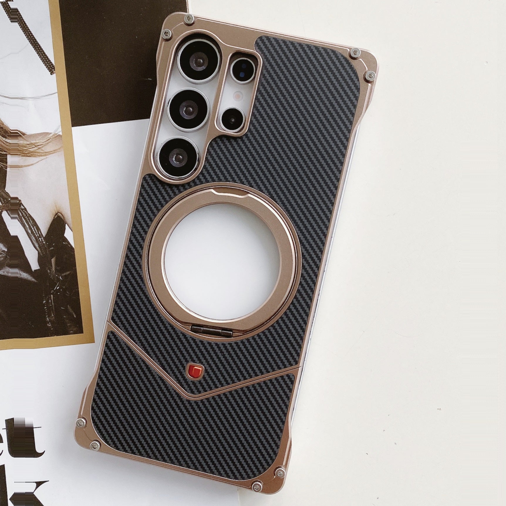 Samsung Galaxy S25 Ultra Carbon Metal Bumper Case with Magsafe & Stand - Desert Mobile Case by CoverMeUp - Style 2
