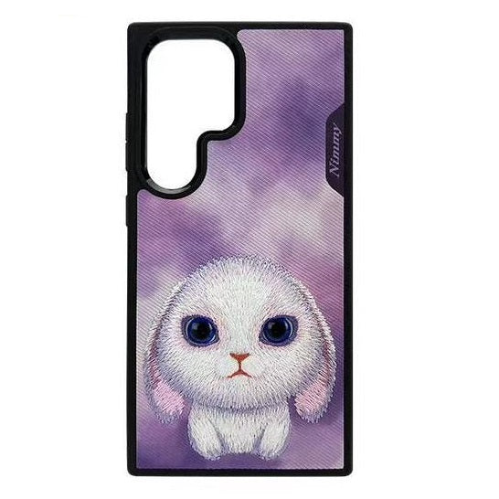 Nimmy Premium Embroidered Leather Case - Samsung Galaxy S24 Ultra Nimmy Embroidery Leather Back Cover Case - Rabbit - Style 2