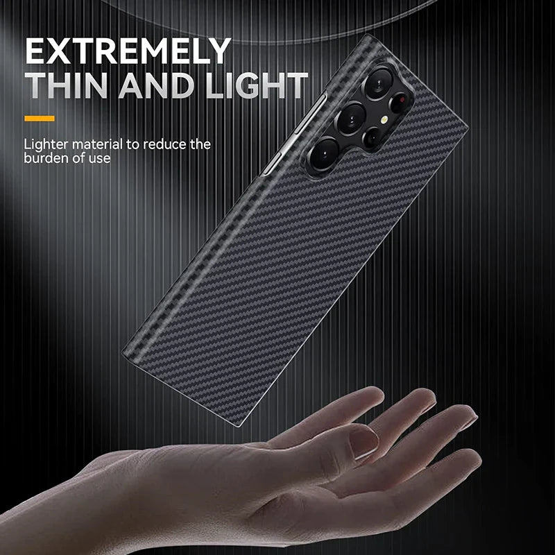 Samsung Galaxy S24 Ultra Carbon Fiber Aramid Kevilar Case - Black Mobile Case by CoverMeUp - Style 4