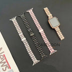 Ultra Luxury Stainless Steel Metal Chain Strap Replacement Band Strap Smart Watch Strap (Black)