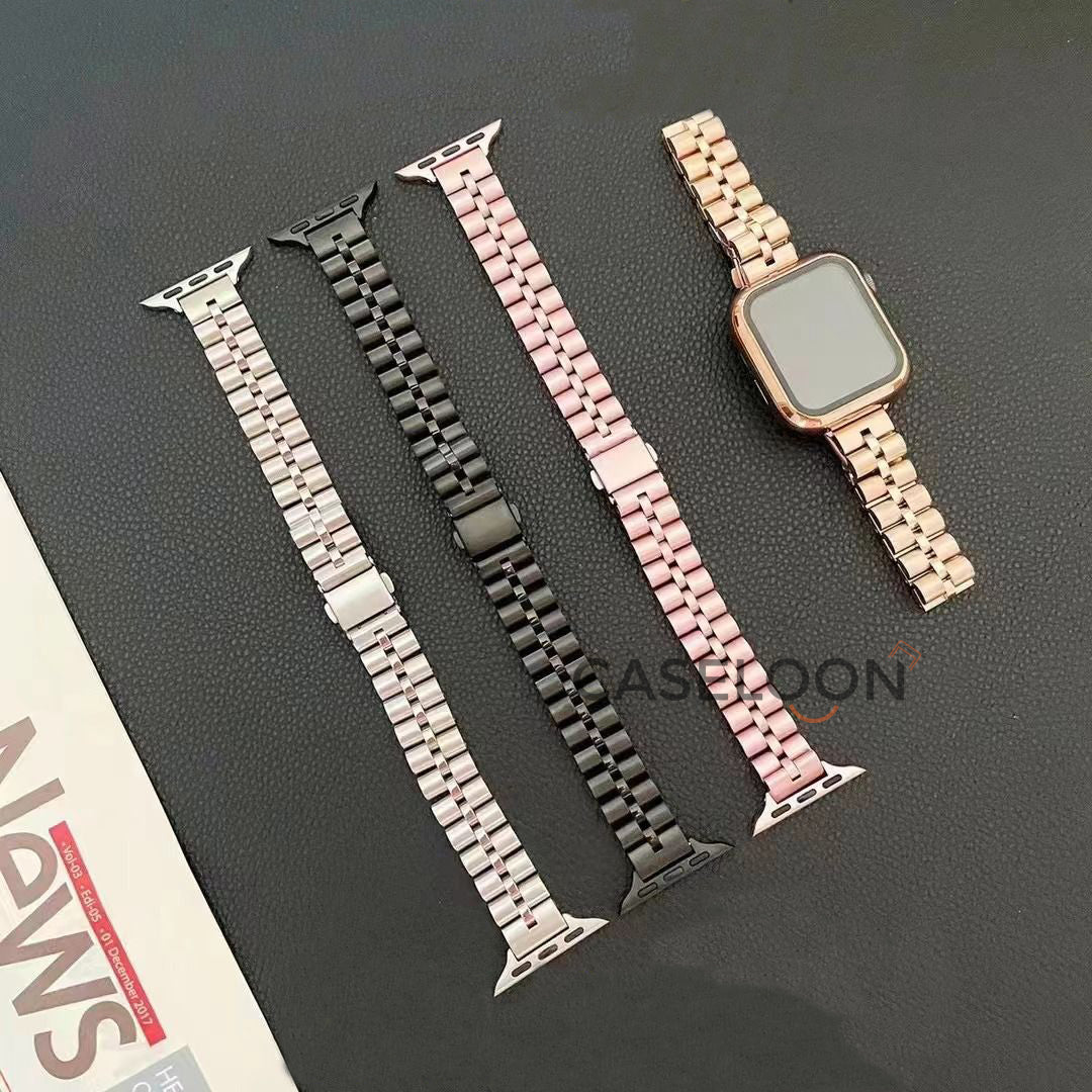Ultra Luxury Stainless Steel Metal Chain Strap Replacement Band Strap Smart Watch Strap (Black)