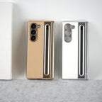 Leather Plating front Glass Protection Hinge Case For Samsung Galaxy Z Fold 8 Ultra | Folding Cover