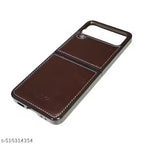SAMSUNG GALAXY Z FLIP 5 PULOKA Hand Stitched LEATHER FALL PROOF CASE COVER Brown Mobile Case by CoverMeUp - Style 2