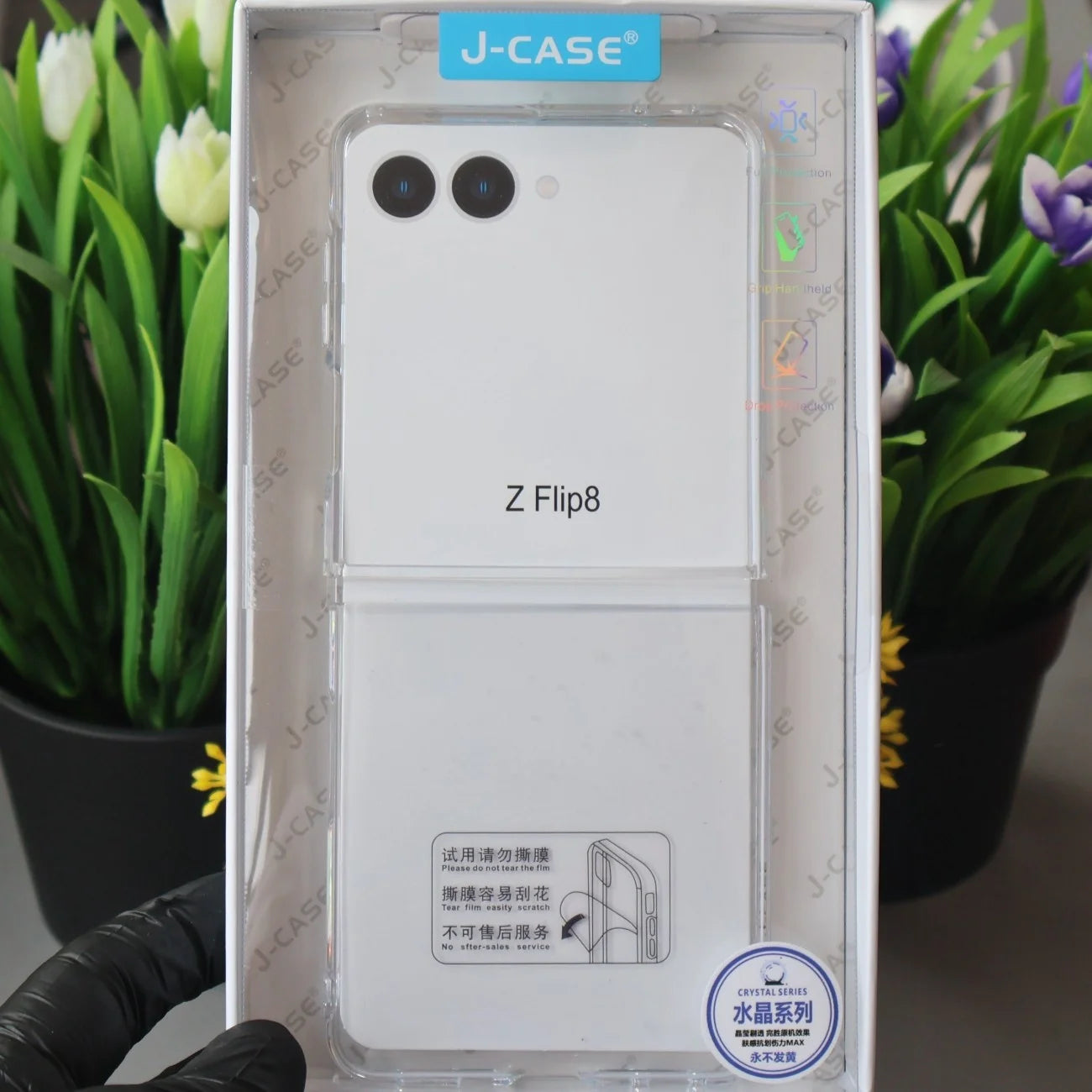 J-Case Anti Yellow Polycarbonate Plastic Transparent Case-Samsung Z Flip 8