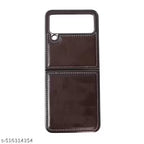 SAMSUNG GALAXY Z FLIP 5 PULOKA Hand Stitched LEATHER FALL PROOF CASE COVER Brown Mobile Case by CoverMeUp - Style 4
