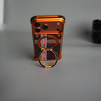 iPhone 17 Series Kevlar Fiber Texture Frameless Metal Kickstand Case | Orange