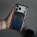 iPhone 17 Series Kevlar Fiber Texture Frameless Metal Kickstand Case