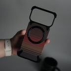 iPhone 17 Series Kevlar Fiber Texture Frameless Metal Kickstand Case