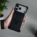iPhone 17 Pro Max Leather Frameless Metal Kickstand Case