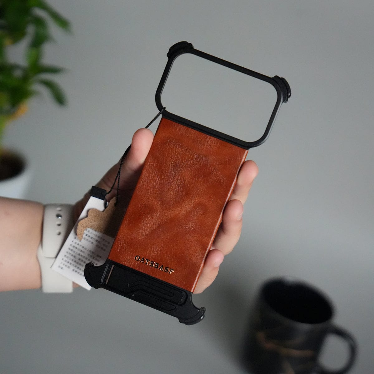 iPhone 17 Pro Max Magnetic Leather Case | Strong MagSafe + Metal Kickstand | Premium PU Leather Back with Aluminum Bumper Frame