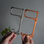 iPhone 17 Pro max 9-Shaped Frameless Metal Bumper Case with Hidden Lens Stand | Shockproof Aviation-Grade Alloy Frame