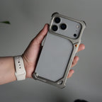 iPhone 17 Pro max 9-Shaped Frameless Metal Bumper Case with Hidden Lens Stand | Shockproof Aviation-Grade Alloy Frame
