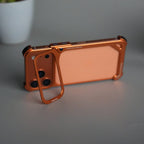 iPhone 17 Pro max 9-Shaped Frameless Metal Bumper Case with Hidden Lens Stand | Shockproof Aviation-Grade Alloy Frame
