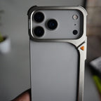 iPhone 17 Pro max 9-Shaped Frameless Metal Bumper Case with Hidden Lens Stand | Shockproof Aviation-Grade Alloy Frame