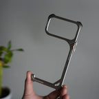 iPhone 17 Pro max 9-Shaped Frameless Metal Bumper Case with Hidden Lens Stand | Shockproof Aviation-Grade Alloy Frame