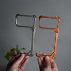 iPhone 17 Pro max 9-Shaped Frameless Metal Bumper Case with Hidden Lens Stand | Shockproof Aviation-Grade Alloy Frame