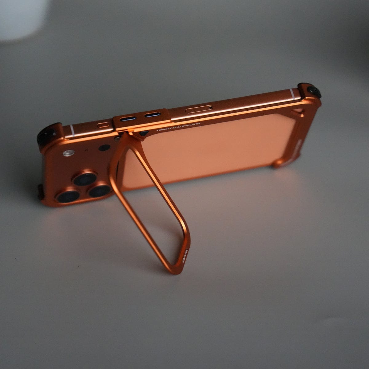 iPhone 17 Pro max 9-Shaped Frameless Metal Bumper Case with Hidden Lens Stand | Shockproof Aviation-Grade Alloy Frame