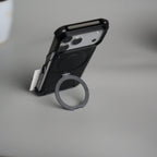 iPhone 17 Pro Max Leather Frameless Metal Kickstand Case