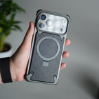 iPhone 17 Pro Max Leather Frameless Metal Kickstand Case