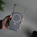iPhone 17 Pro Max Leather Frameless Metal Kickstand Case
