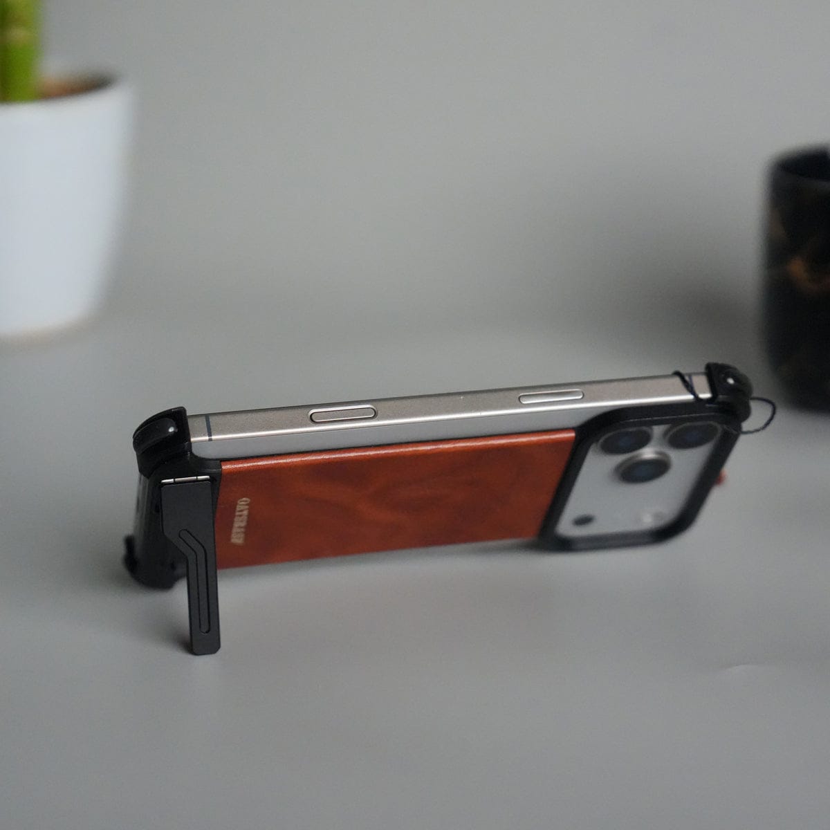 iPhone 17 Pro Max Magnetic Leather Case | Strong MagSafe + Metal Kickstand | Premium PU Leather Back with Aluminum Bumper Frame