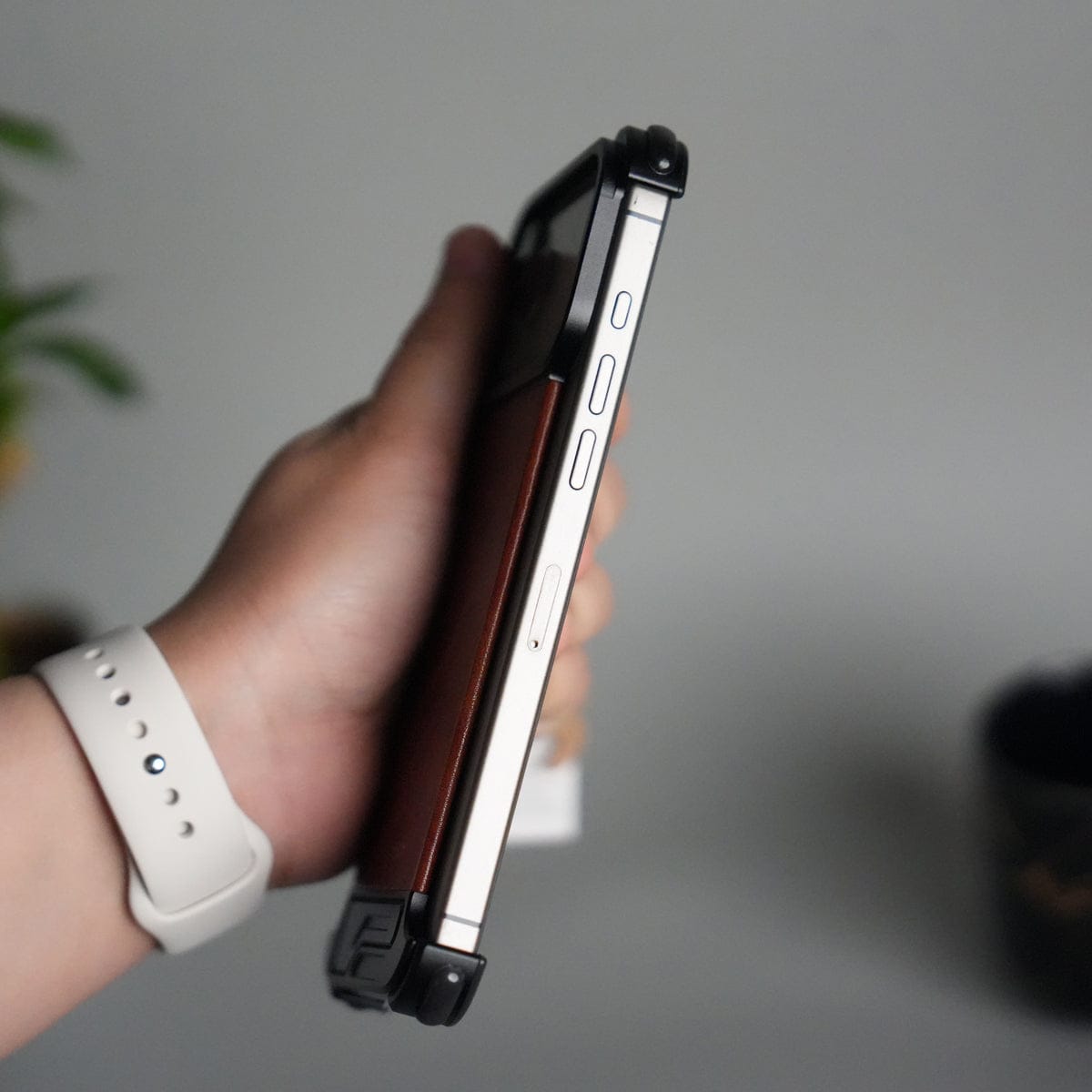 iPhone 17 Pro Max Magnetic Leather Case | Strong MagSafe + Metal Kickstand | Premium PU Leather Back with Aluminum Bumper Frame